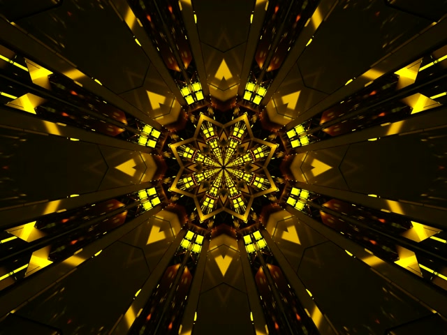 Túnel Neón Estrella Dorada Caleidoscopio Vj Loop 4:3 Clásico 60fps Protector de Pantalla