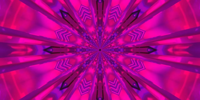 Túnel Neón Caleidoscopio Rosa Estrella Explosión VJ Loop 2:1 Univisium 60fps Salvapantallas