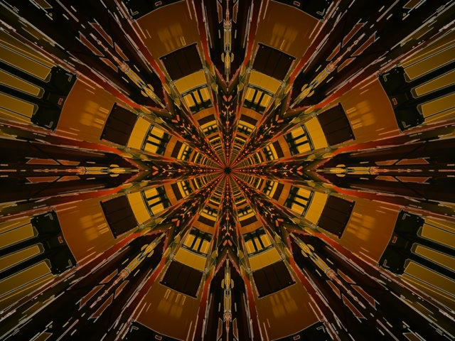 Túnel de Neón Explosión Estrella Caleidoscopio Dorado VJ Loop 4:3 Clásico 60fps Salvapantallas