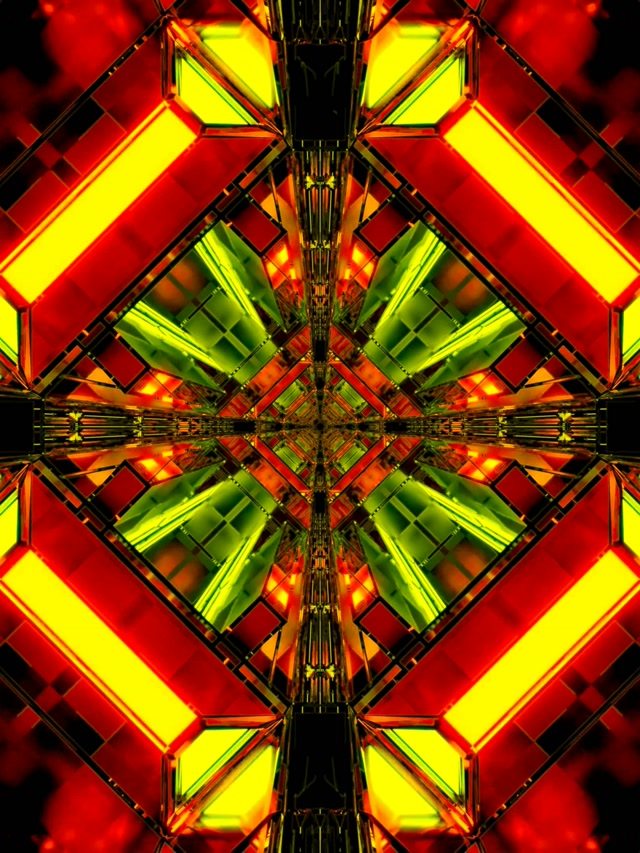 Túnel Neón Caleidoscopio Diamante Explosión VJ Loop 3:4 iPad Vertical 60fps Salvapantallas