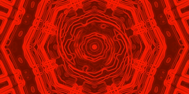 Túnel Neón Rojo Octágono Vórtice VJ Loop 2:1 Univisium 60fps Salvapantallas