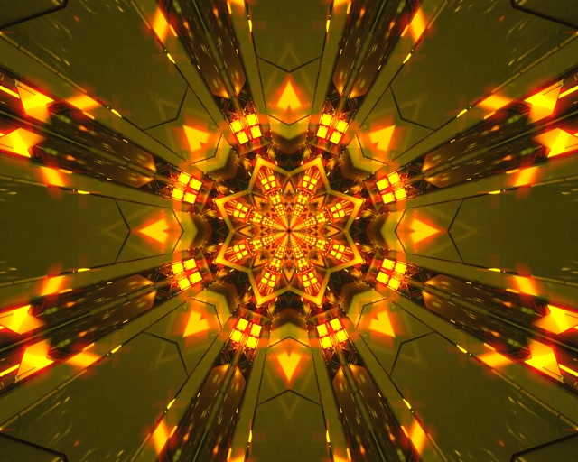 Túnel Neón Estrella Dorada Caleidoscopio VJ Loop 5:4 Industrial 60fps Protector de Pantalla