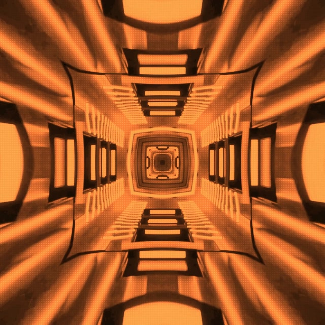 Túnel de Neón Vórtice Caleidoscopio Naranja VJ Loop 1:1 Cuadrado 60fps Salvapantallas