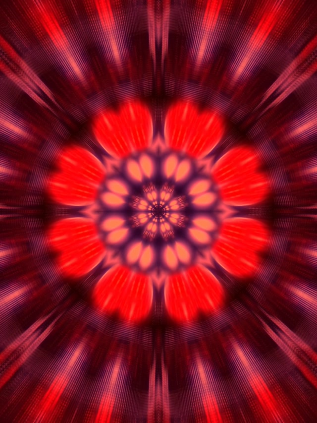 Túnel de Neón Rojo Fractal Caleidoscopio Explosión VJLoops 3:4 iPad Vertical 60fps Salvapantallas