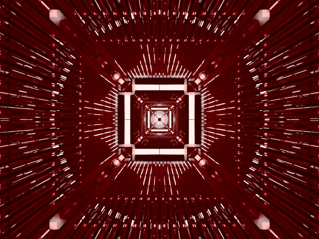 Túnel Neón Rojo VJLoops 4:3 Clásico 60fps Salvapantallas Vórtice Cuadrado Brillante