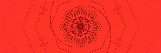 Túnel de Neón Rojo Vórtice Octágono VJLoops 3:1 Triple Ancho 60fps Salvapantallas