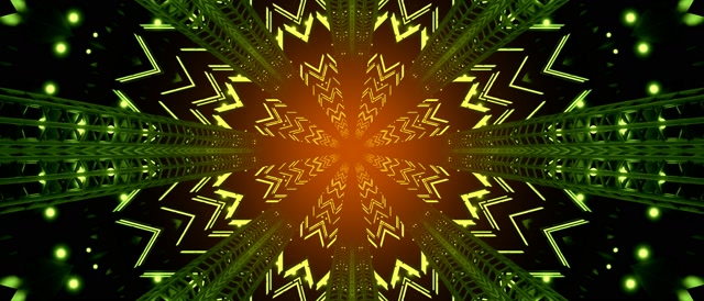 Túnel Neón Caleidoscopio Explosión VJ Loop 21:9 Ultraancho 60fps Salvapantallas