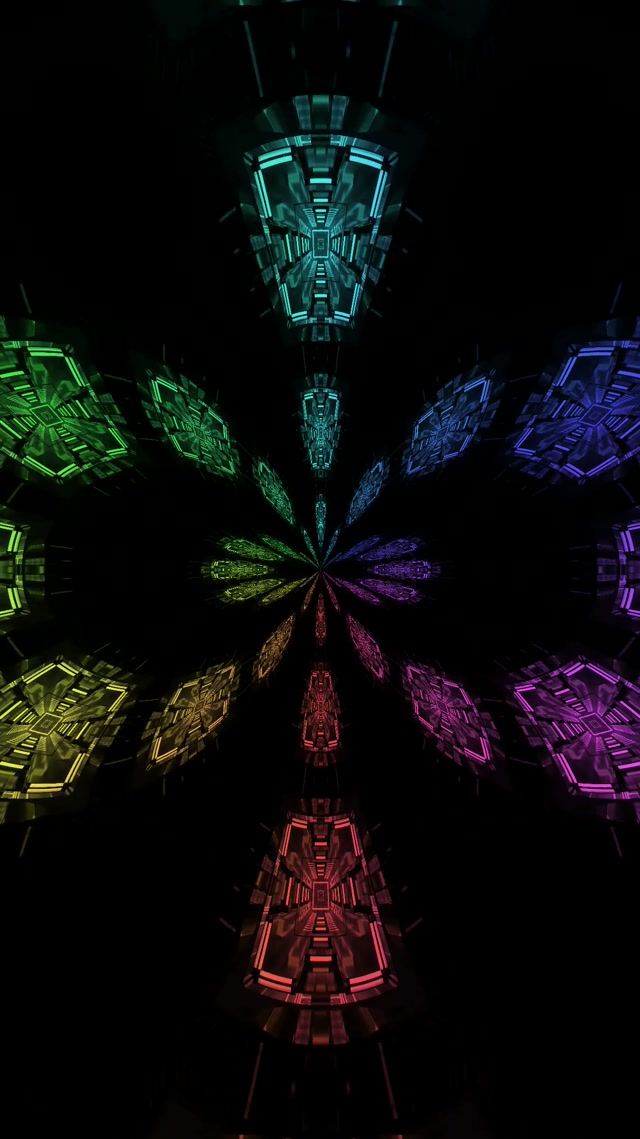 9:16 Reels Túnel Neón Corredor Fractal Arcoíris 60fps Salvapantallas Fondo Pantalla Vivo