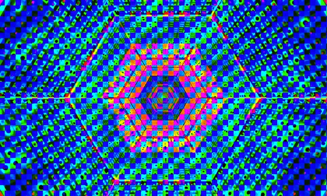 Túnel de Neón Rejilla Hexagonal Vj Loop 5:3 Ancho 60fps Salvapantallas