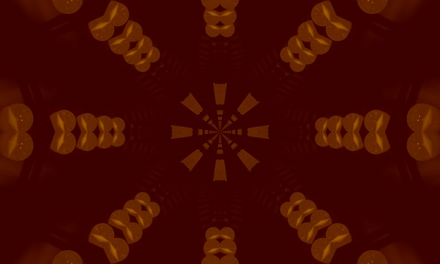 Vj loop Amber Kaleidoscope Neon Tunnel 5:3 wide 60fps screensaver
