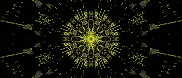 Neoon Tunnel Sinine Kaleidoskoop Plahvatus VJLoops 21:9 Ultrawide 60fps Ekraanisääst