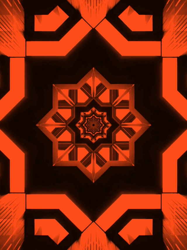Vj loop Neoon Tunnel Oranž Fraktaalne Täht Mandala 3:4 iPad Portrait 60fps Ekraanisäästja