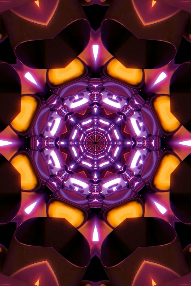Neon Tunnel Lilla Oranž Kaleidoskoop Ekraanisäästja 60fps 2:3 Photo Portrait VJ Loop