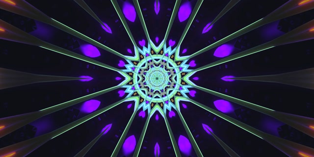 Neon Tunnel Mandala Lilla Roheline Ekraanisäästja 2:1 Univisium 60fps VJ Loop