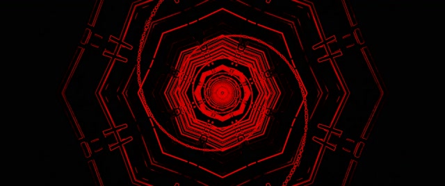 Red Pulsating Hexagon Neon Tunnel VJ Loop 2.39:1 Screensaver 60fps