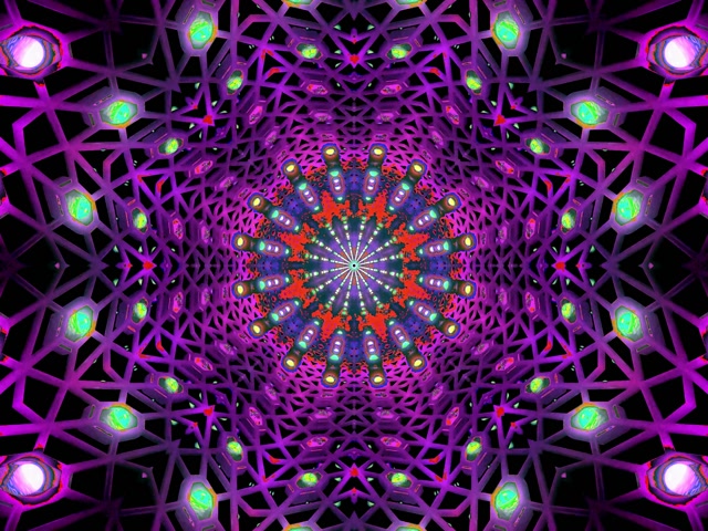 Neontunnel Punane Fraktaal Kaleidoskoop VJ Loop 4:3 Classic 60fps Ekraanisäästja