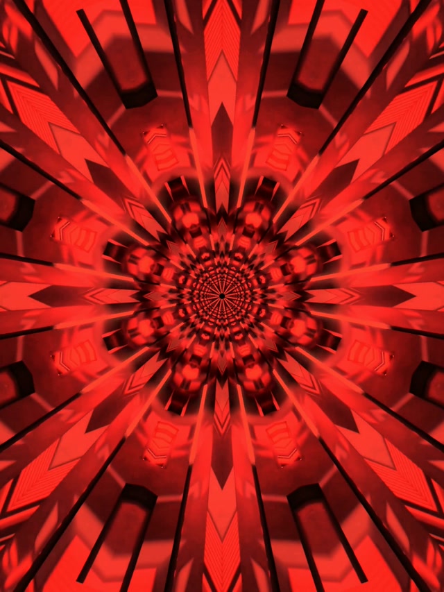 Punane Fraktaal Kaleidoskoop Neon Tunnel VJ Loop 3:4 iPad Portrait 60fps Ekraanisäästja