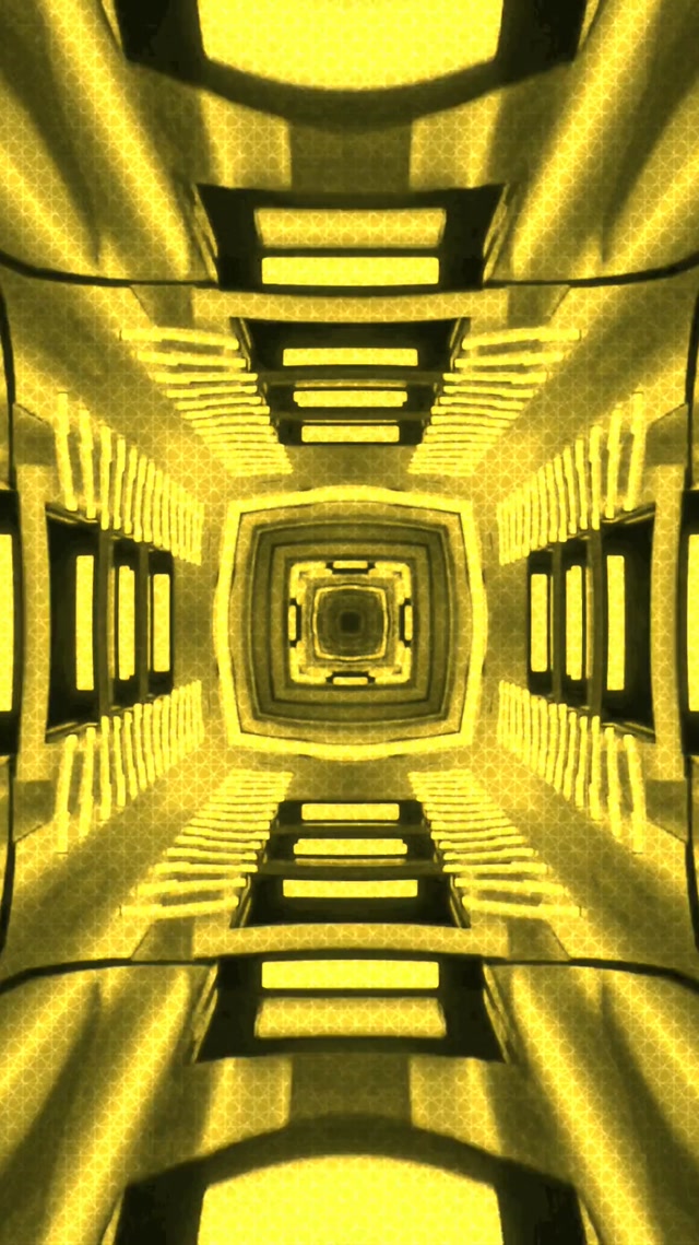Neon Tunnel Yellow Square Vortex Vj Loop 9:16 Reels 60fps Screensaver