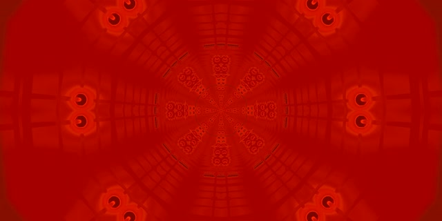 2:1 Red Neon Tunnel Hypnotic Geometric Rings 60fps Screensaver Motion Background