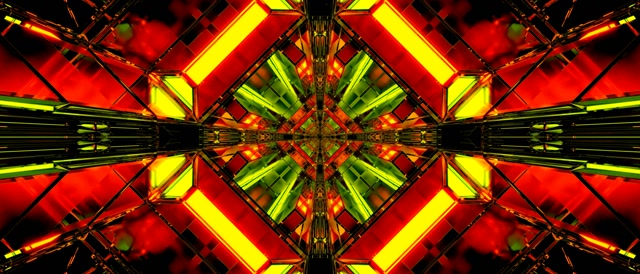 Neon Tunnel Kaleidoskoop Plahvatus VJ Loop 21:9 Ülilai 60fps Ekraanisääst