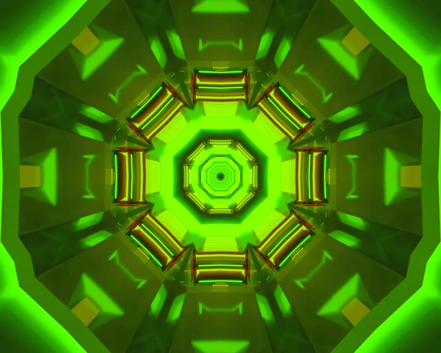 VJLoops Neontunnel Roheline Kaheksanurk Kaleidoskoop 5:4 Tööstuslik 60fps Ekraanisäästja