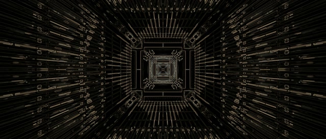 Neon Tunnel Gold Square Vortex VJ Loop 21:9 Ultrawide 60fps Screensaver