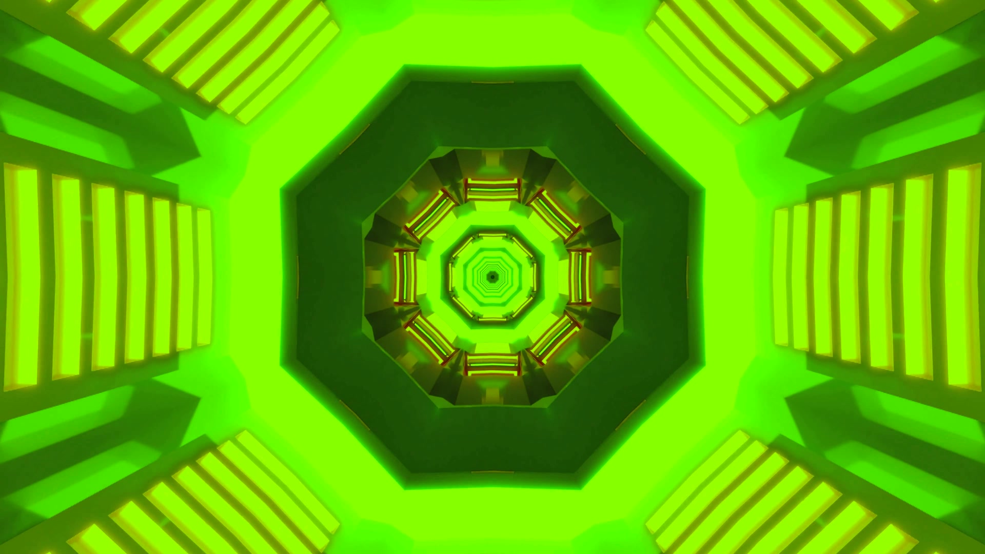 Berde Neon Tunel Zortzangelu Geometrikoa 4K UHD 60fps pantaila-babeslea windows 10 VJ begizta