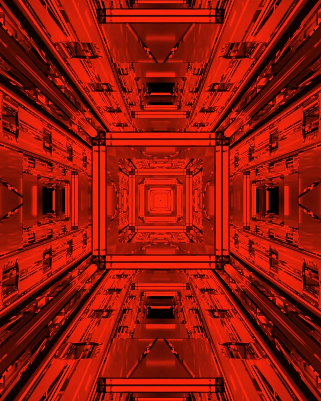 Red Neon Tunnel Fractal Square Vortex VJ Loop 60fps 4:5 Instagram Screensaver