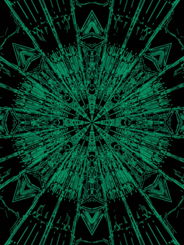 Neon Tunel Berde Kaleidoskopiko Izar Eztanda VJLoops 3:4 iPad Bertikala 60fps Pantaila-babeslea