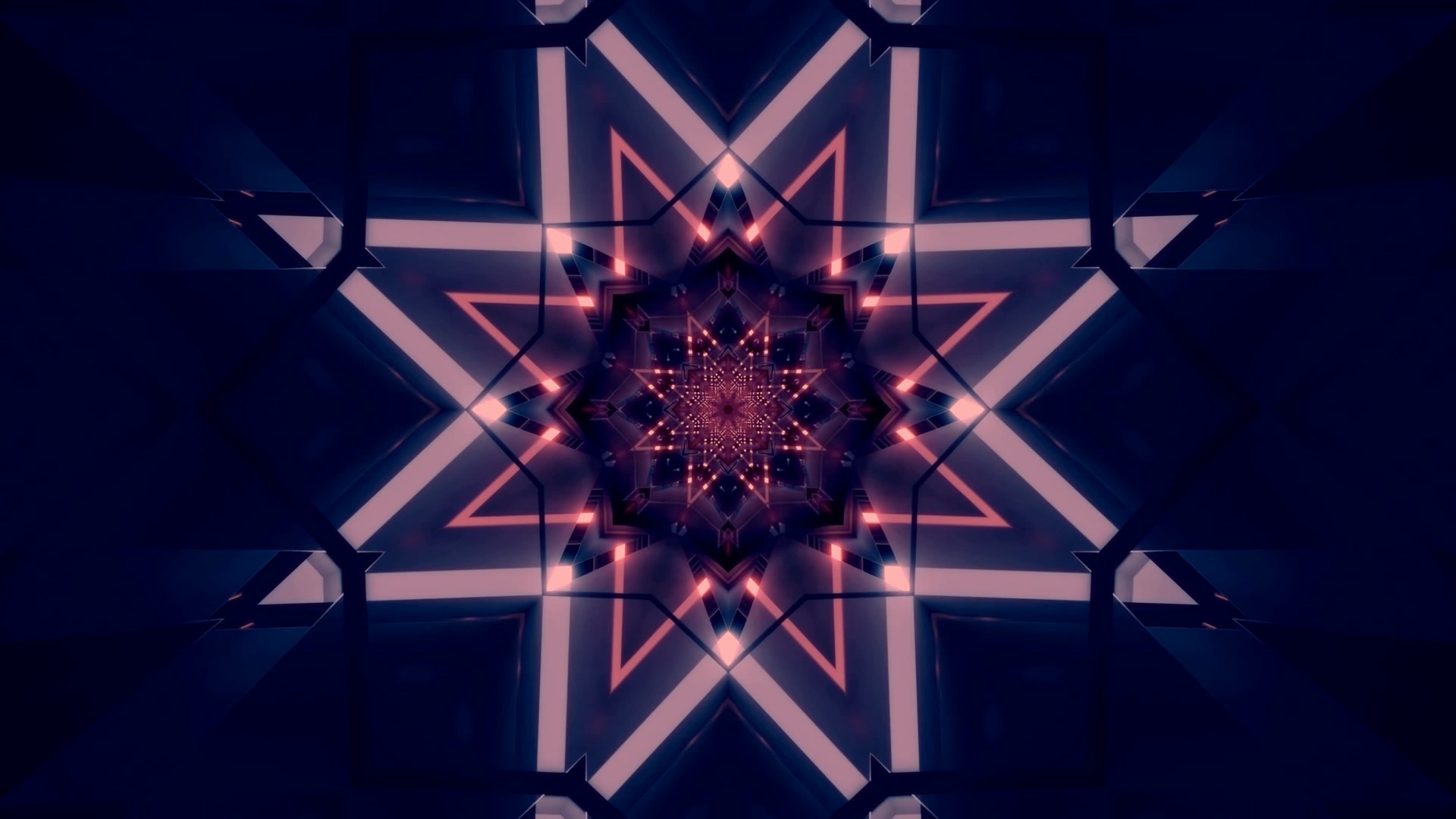 4k uhd 60fps screensaver neon tunnel arrosa urdina geometric star kaleidoscope VJ Loop