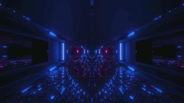 Neon Urdin Tunela VJ Loop - Futuristiko Cyberpunk Mugimendu Atzeplana Arrosa A...