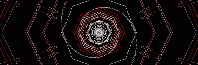 Neon Tunel Gorria Oktogono Vortize VJ Loop 3:1 Triple Wide 60fps Pantaila-babeslea
