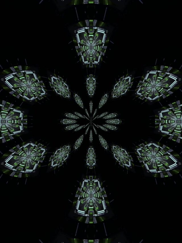 VJLoops begizta Neon Tunela Berde Tech Kaleidoskopia 3:4 iPad Portrait 60fps Pantaila-babeslea