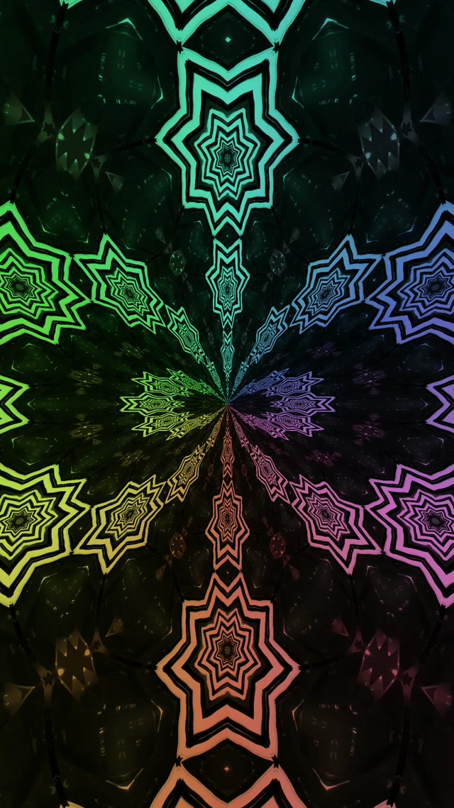 Neon Tunel Ortzadar Izarra Mandala VJ Loop 9:16 Reels 60fps Pantaila-babeslea