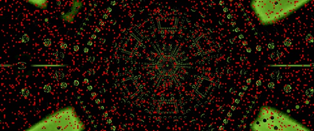 Neon Tunel Gorri Pixel Mandala Sarea 2.39:1 Cinemascope 60fps Pantaila-Babeslea Vj Loop
