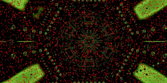 Neon Tunel Gorri Pixel Sare Zurrunbiloa Vj Loop 2:1 Univisium 60fps Pantaila-Babeslea