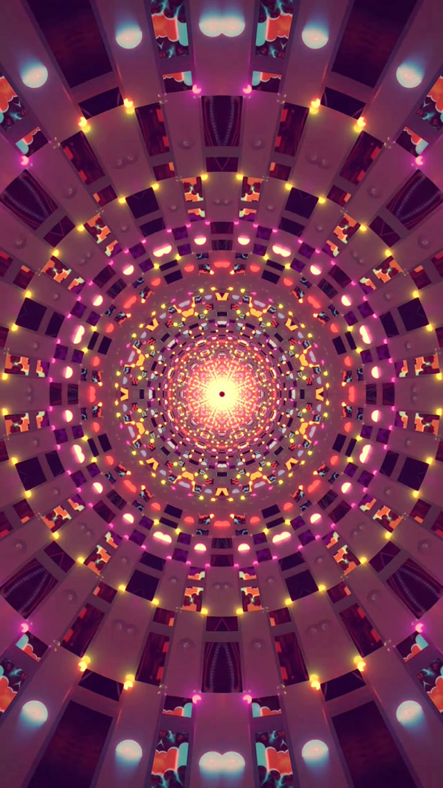 Neon Tunel Kaleidoskopoa Burst VJ Loop 9:16 Reels 60fps Pantaila-babeslea