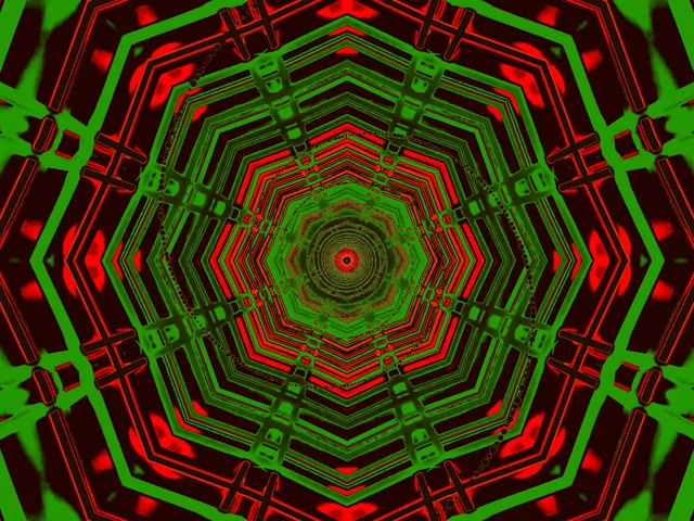 Neon Tunela Gorri Berdea Oktagonoa Haizezuloa Pantaila-babeslekua 4:3 Klasikoa 60fps Vj Loop