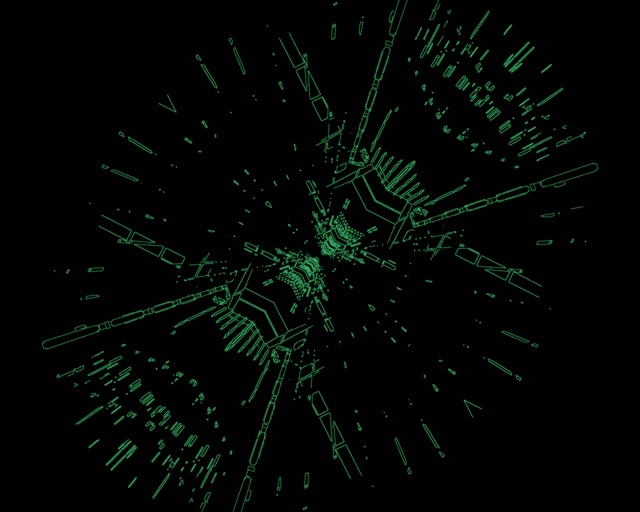 Neon Tunela Berdea Zirkuitu Leherketa Vj Loop 5:4 industrial 60fps Pantaila-babeslea