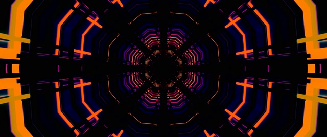 Neon Tunel Oktagonoa Sarea VJLoops 2.39:1 Cinemascope 60fps Pantaila-babeslea