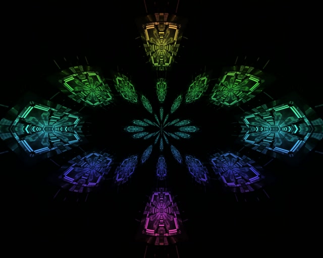Neon Tunel Ortzadar Kaleidoskopio Lorea VJLoops 5:4 industriala 60fps Pantaila Babesa