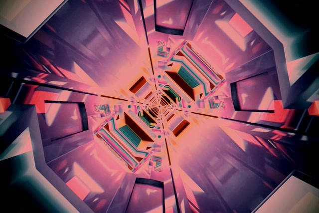 Neon Tunel Kaleidoskopio Haizezulo VJ Loop 3:2 Surface 60fps Pantaila-babeslea