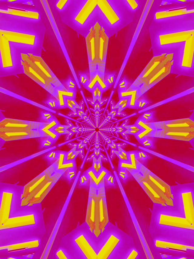 Neon Tunel Kaleidoskopioaren Izar Leherketa VJLoop 3:4 iPad Portrait 60fps Pantaila-babeslea