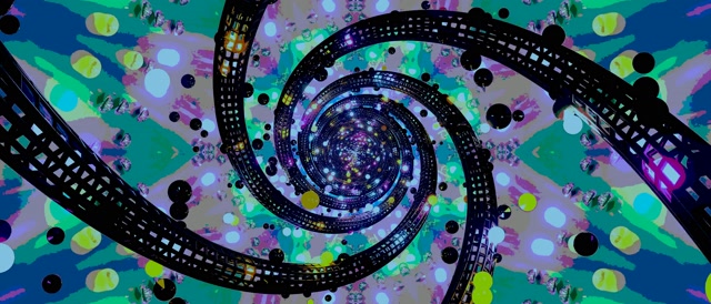 Vj loop Neon Tunel Espiral Kaleidoskopoa 21:9 Ultrawide 60fps Pantaila-babeslea