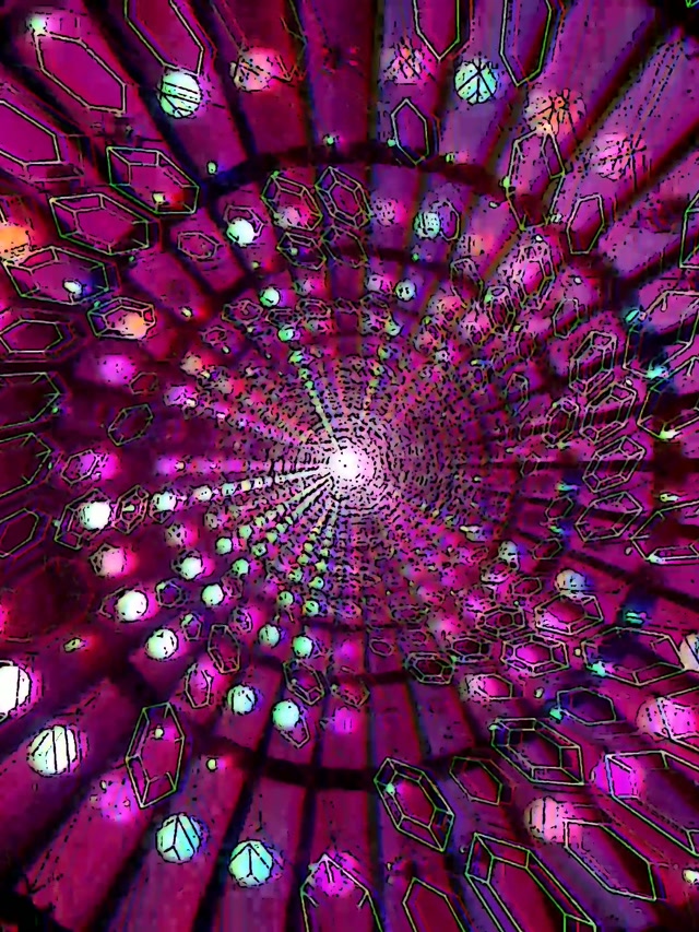 Neon Tunel Arrosa Kristala Pantaila-Babeslea 60fps 3:4 iPad Bertikala Vj Loop