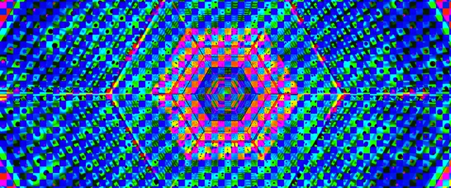 Neon Tunel Hexagono Sareta VJLoops 2.39:1 Cinemascope 60fps Pantaila-babeslea