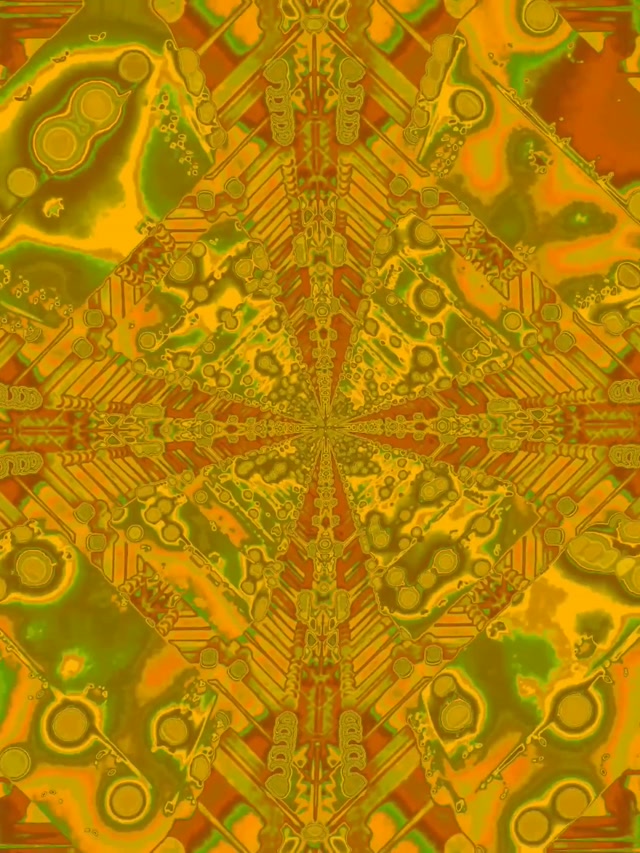 Neon Tunel Urrezko Kaleidoskopio Fraktala VJ Loop 3:4 iPad Portrait 60fps Pantaila-Babesleak