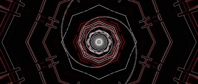 VJ loop تونل نئون قرمز هشت ضلعی گردباد 21:9 Ultrawide 60fps محافظ صفحه