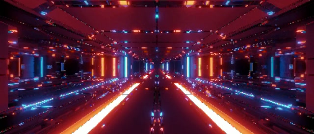 تونل نئون درخشش قرمز آبی VJ Loop 21:9 فوق پهن 60fps محافظ صفحه