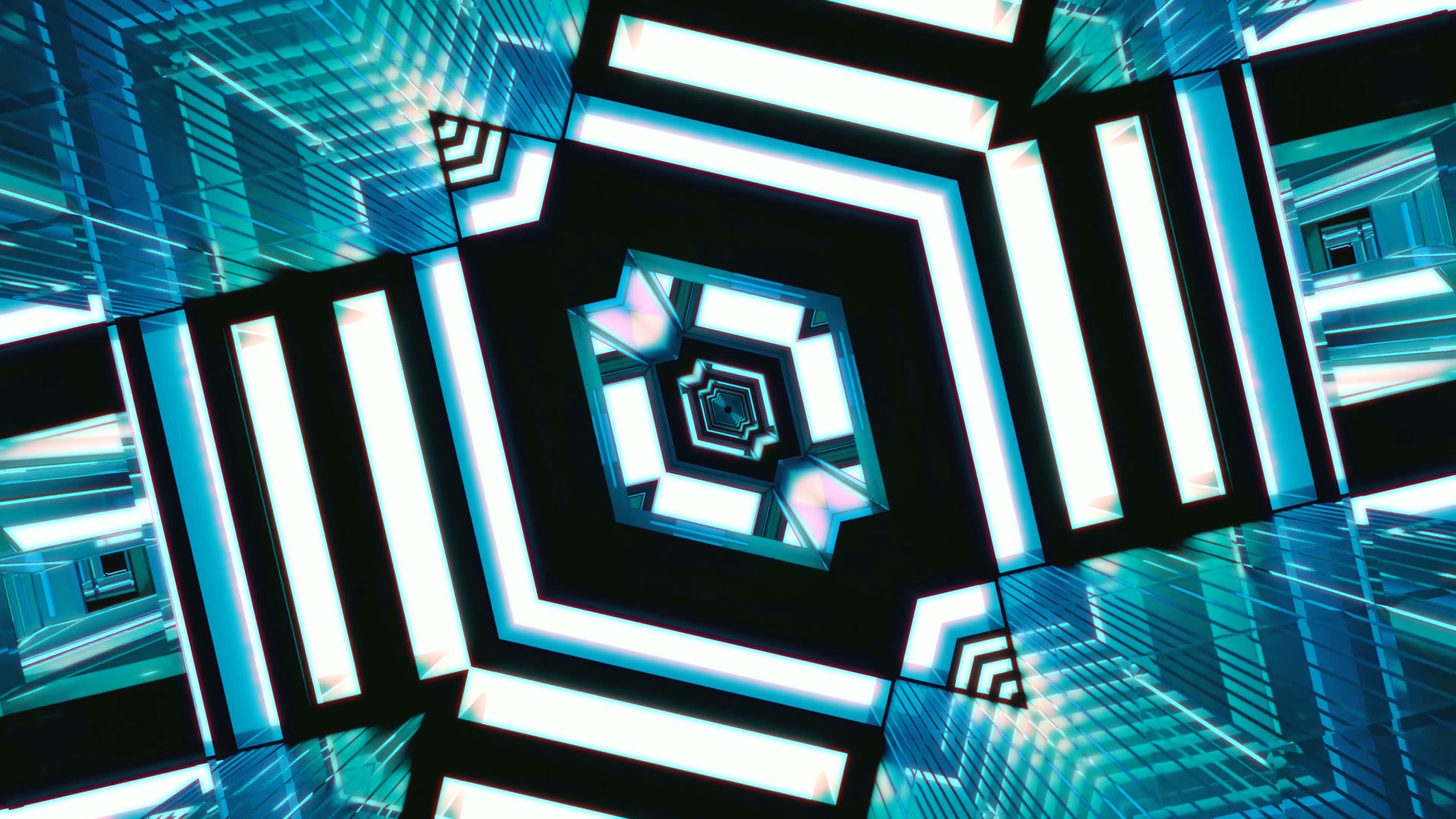 Neon Tunneli Näytönsäästäjä 4K UHD 60fps Syaani Geometrinen VJLoops